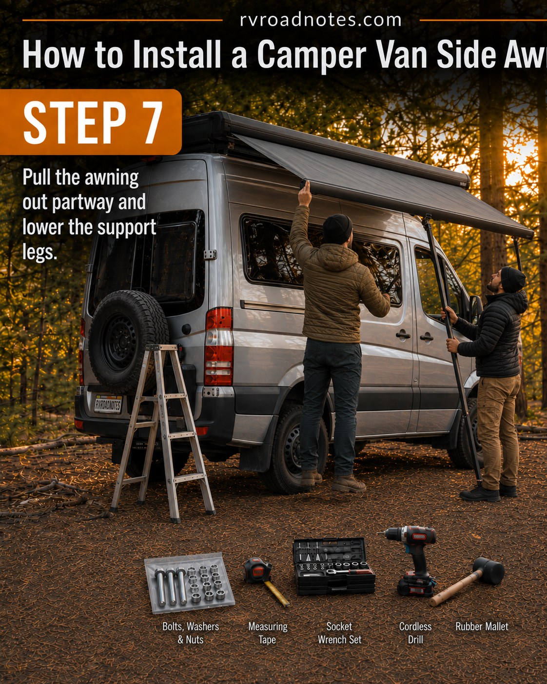 Installing A Side Awning On A Friend's 4X4 Camper Van