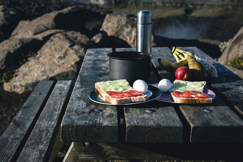 Avocado toast campsite table