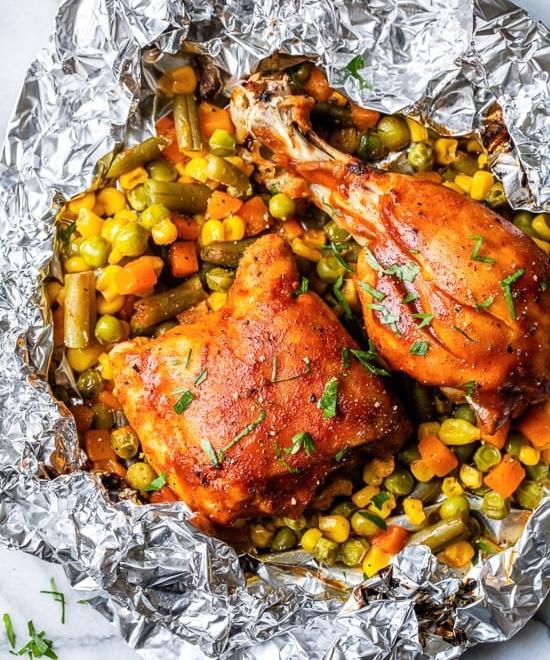 barbecue chicken foil packet dinner