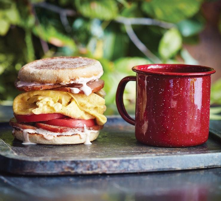 Breakfast egg camping sandwich