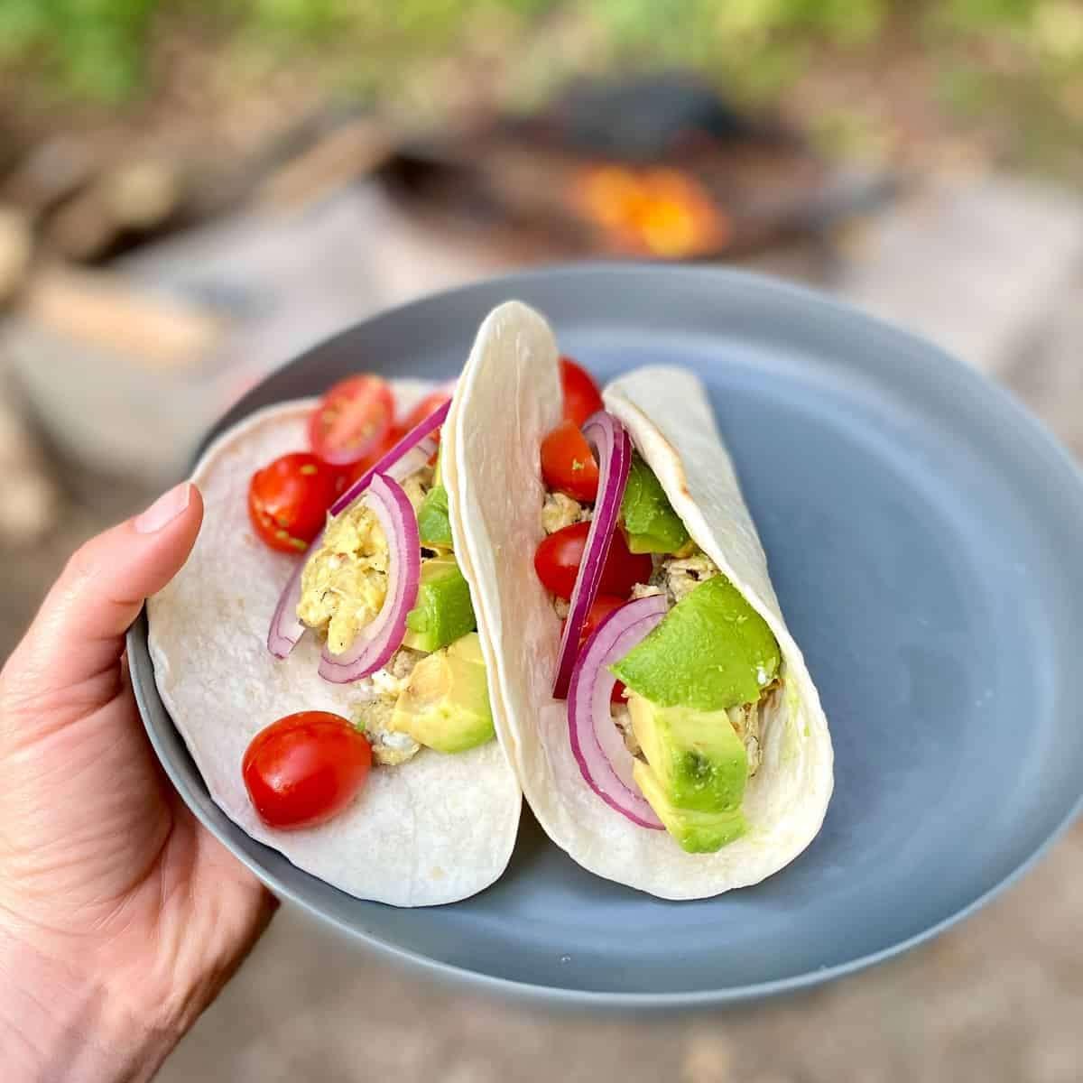 Breakfast tacos outdoors