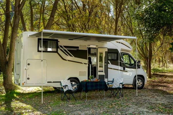 Minimalist RV campsite lifestyle