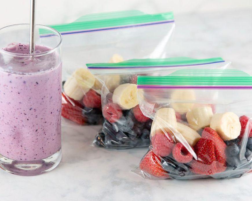 Frozen smoothie packs camping