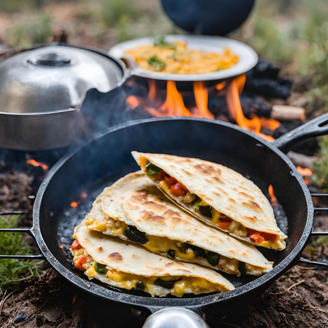 Breakfast quesadillas campsite
