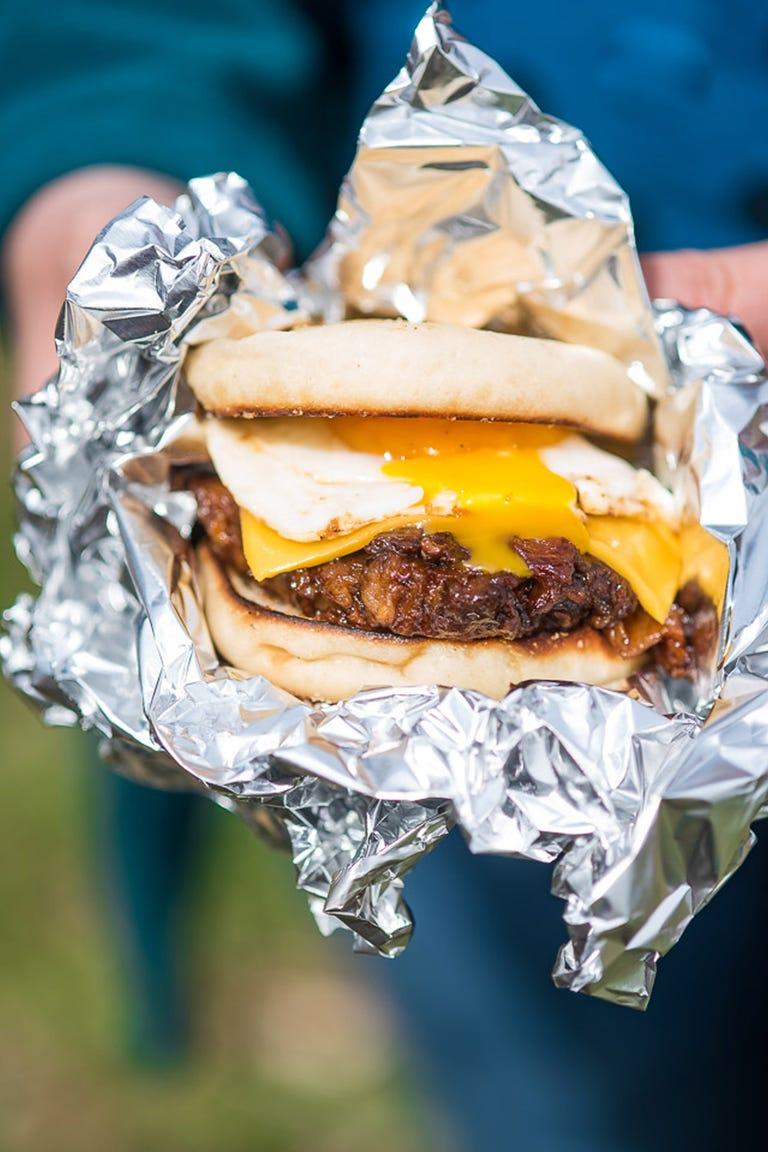Campfire breakfast sandwiches wrapped