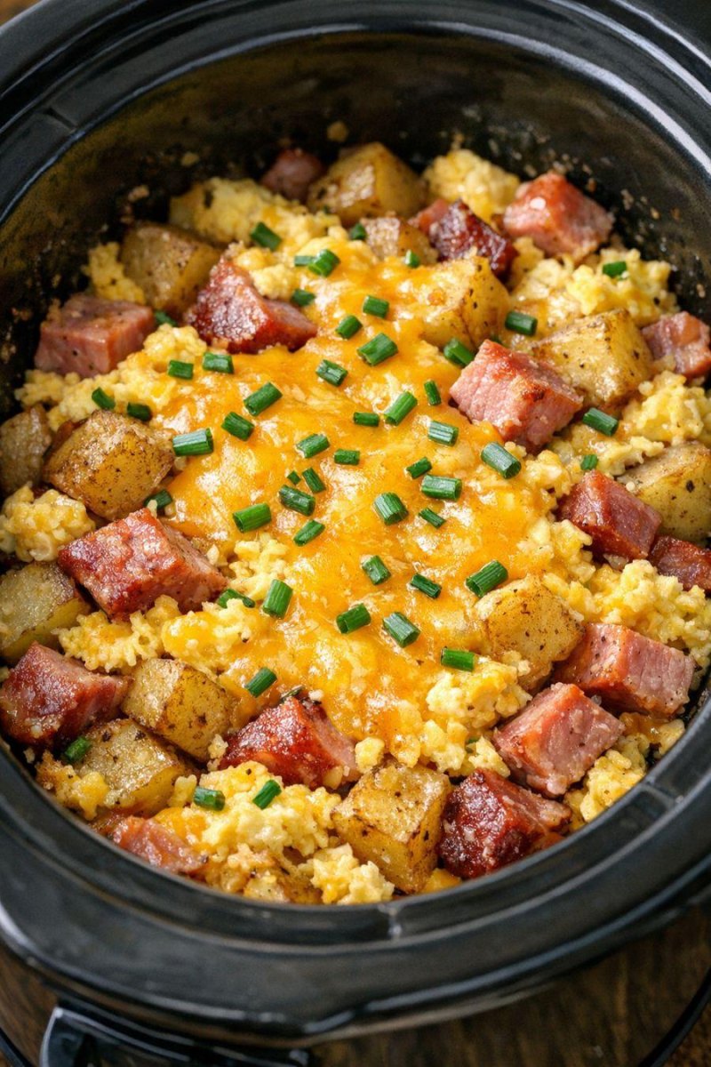 Crockpot breakfast casserole with eggs