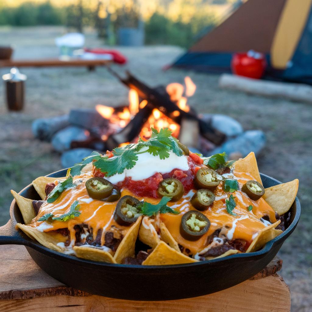 Campfire nachos in skillet