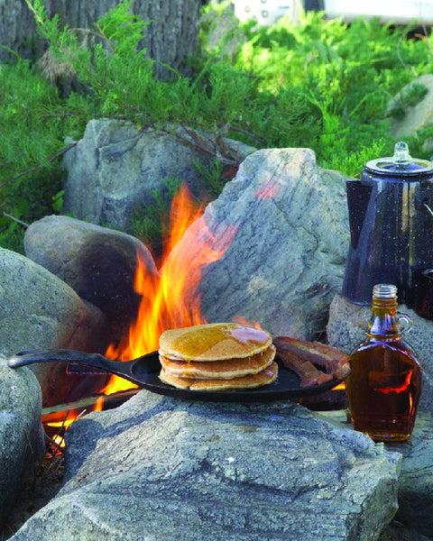 Campfire pancakes maple syrup