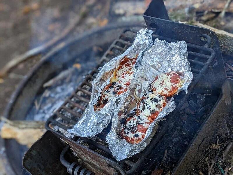 Campfire pizza foil packet meal
