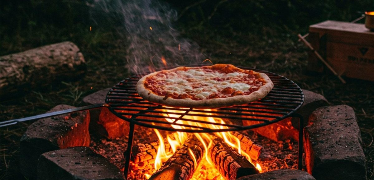 campfire pizza on grill