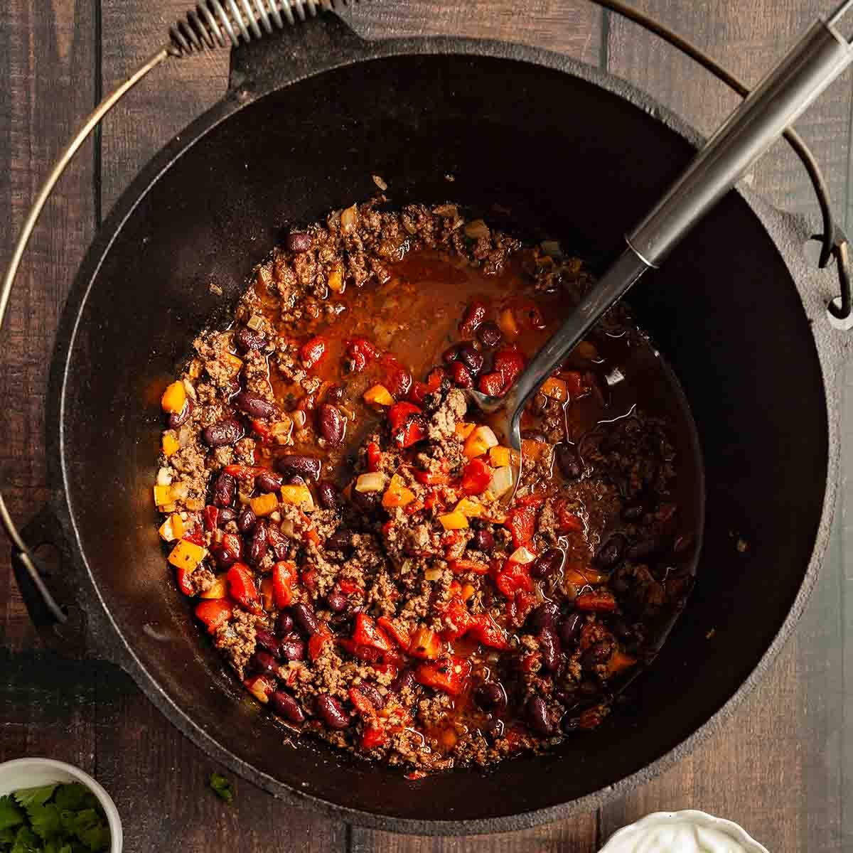 campground beef chili pot