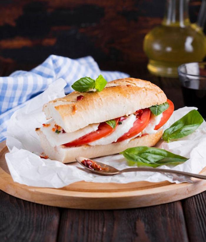 Caprese mozzarella camping sandwich