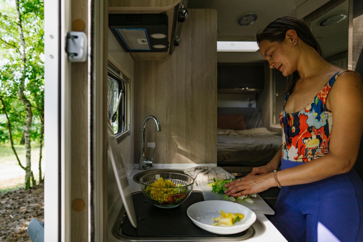 Compact RV kitchen meal prep