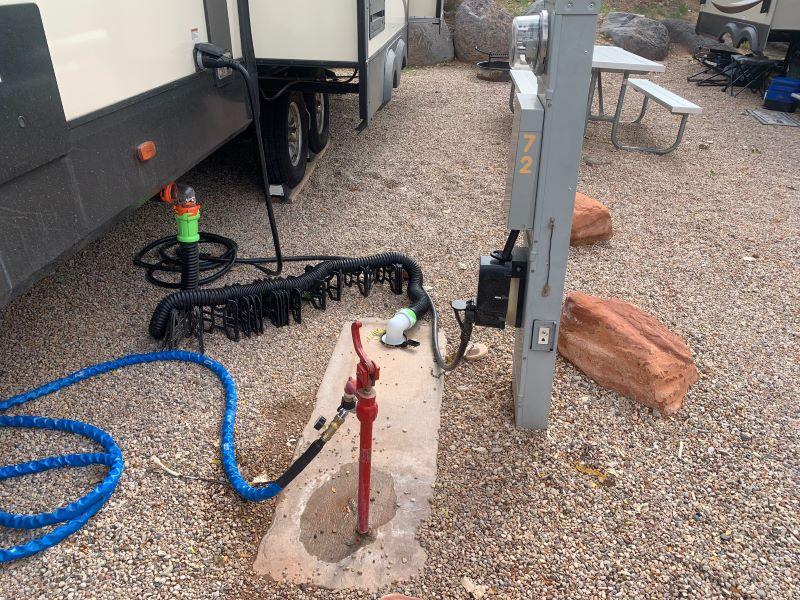 RV campsite water power sewer hookups
