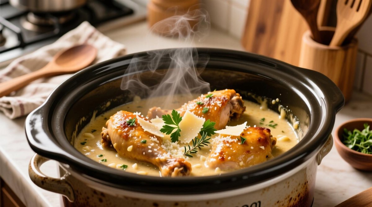 Creamy garlic chicken crockpot dinner