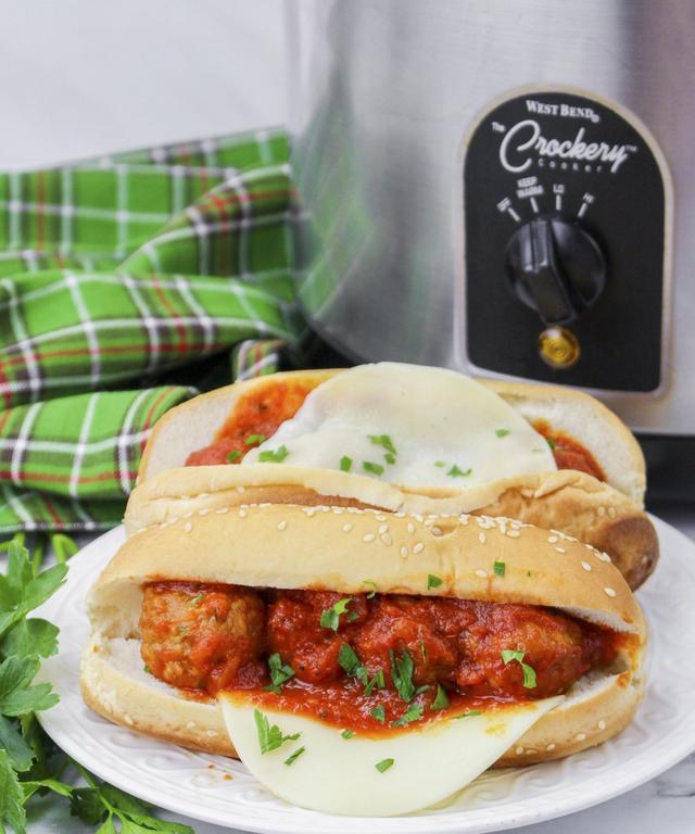 Crockpot meatball sub sandwiches