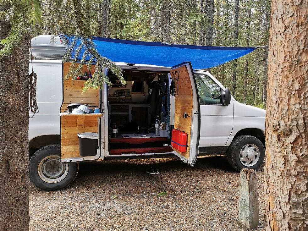 Budget campervan remote travel landscape