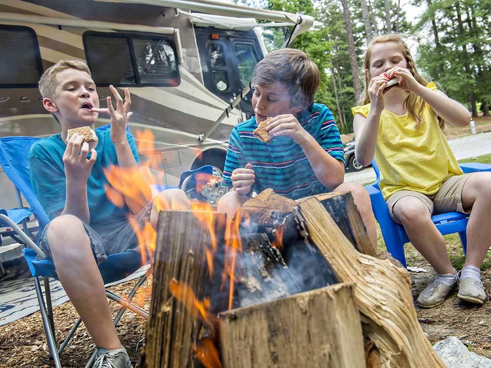 RV camping dessert by fire