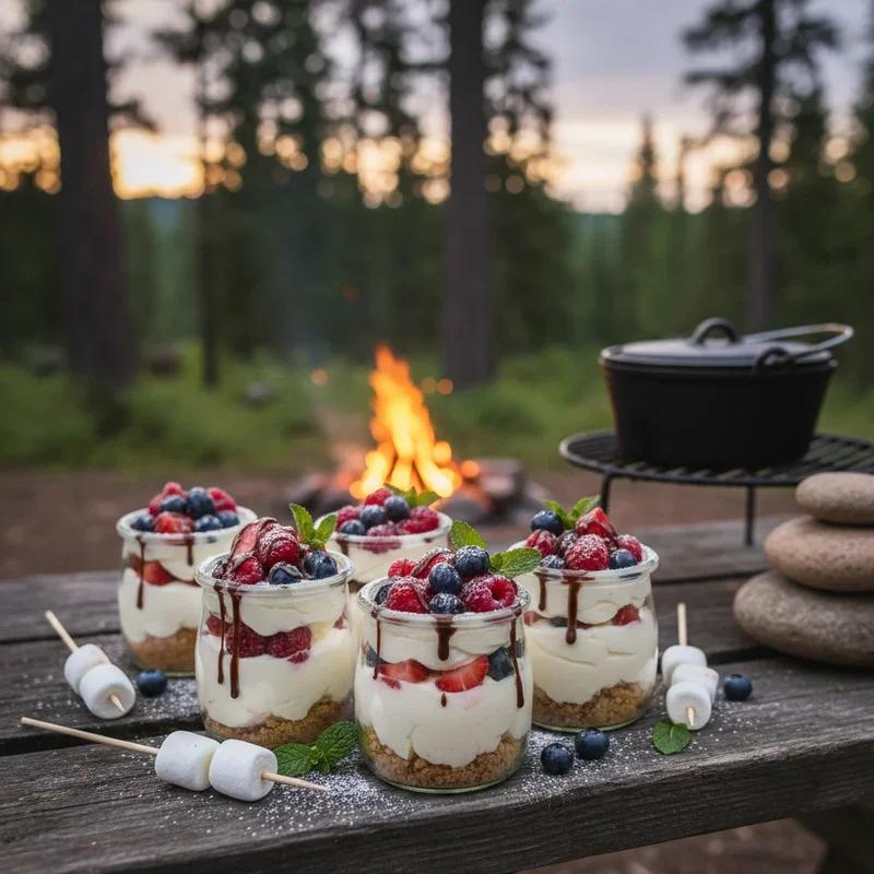 Dessert jars packed for camping