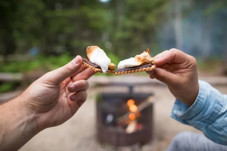 Campfire dessert treats outdoors