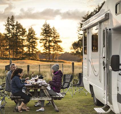 Outdoor dining during a recreational vehicle trip