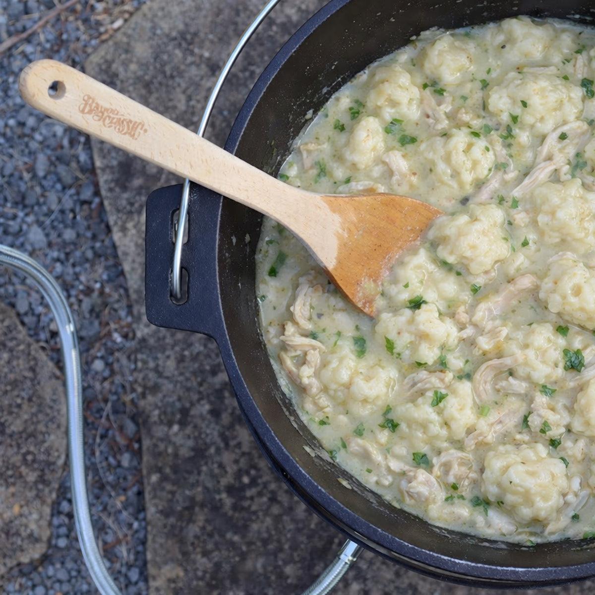 Dutch oven chicken dumplings camping