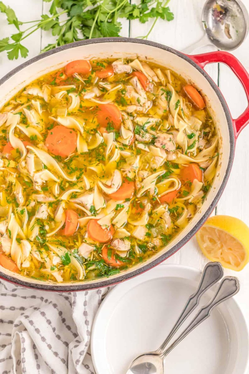 Chicken noodle soup Dutch oven