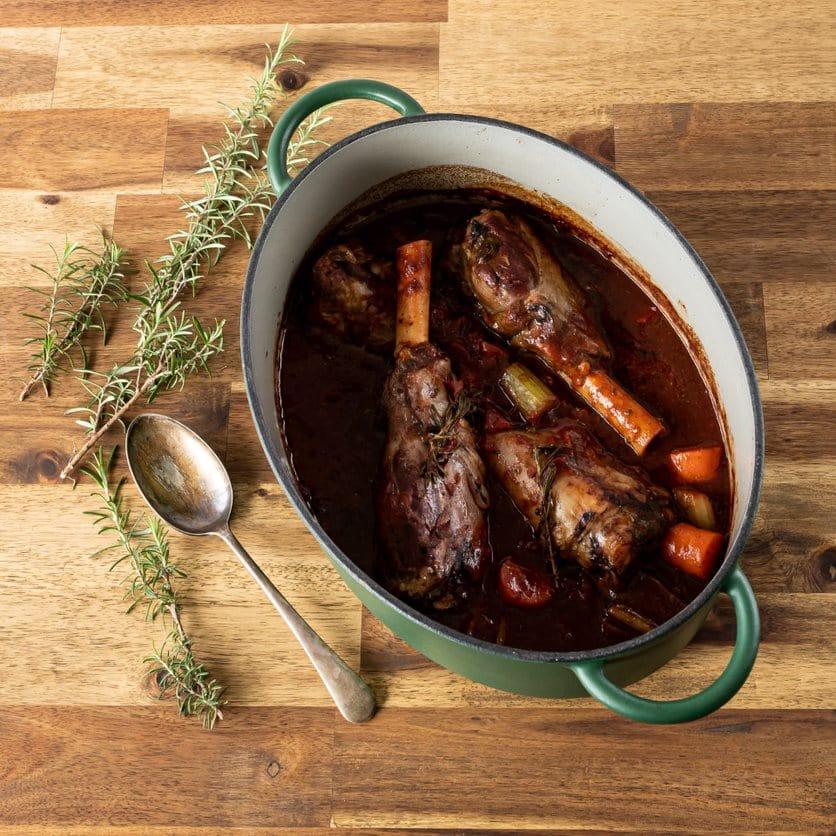 Lamb shanks in Dutch oven