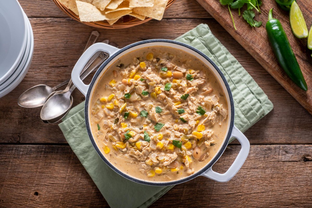 White chicken chili Dutch oven