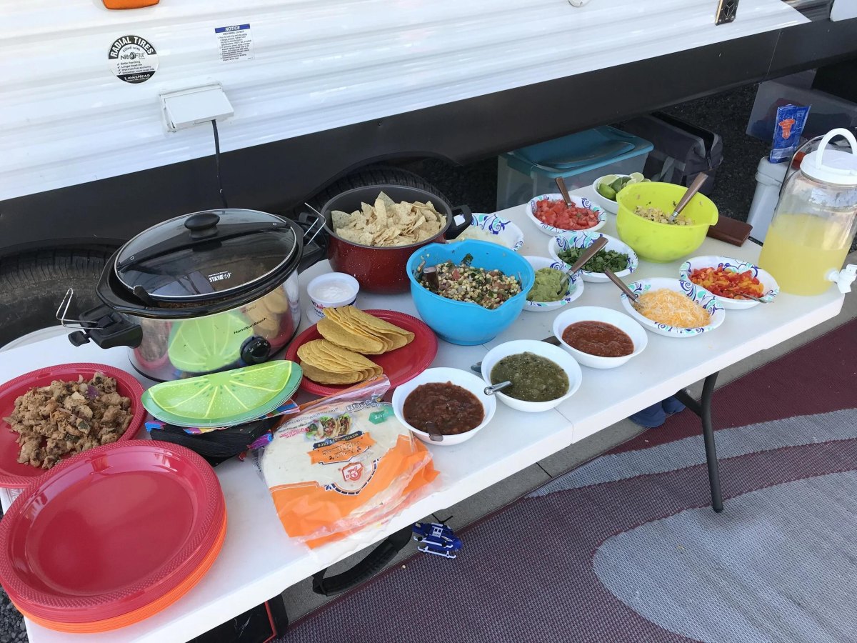 RV tacos with fresh toppings
