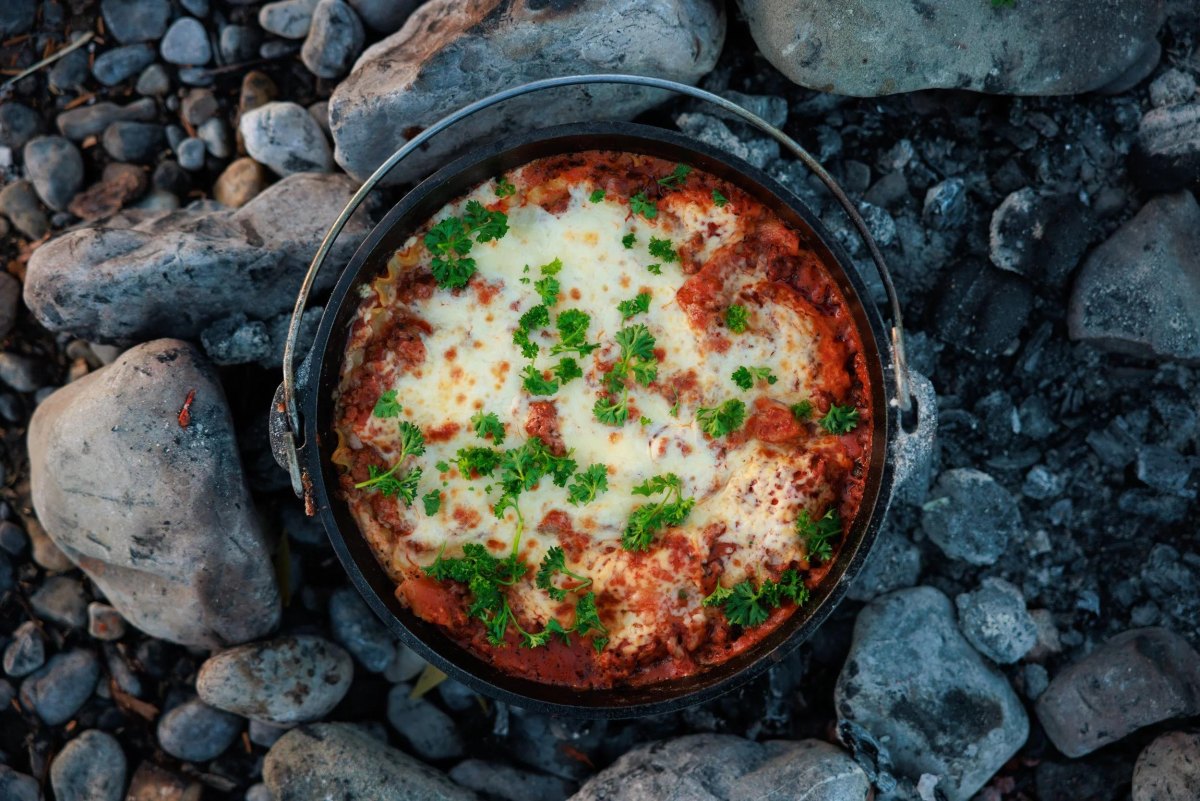 Slow cooker lasagna camping meal