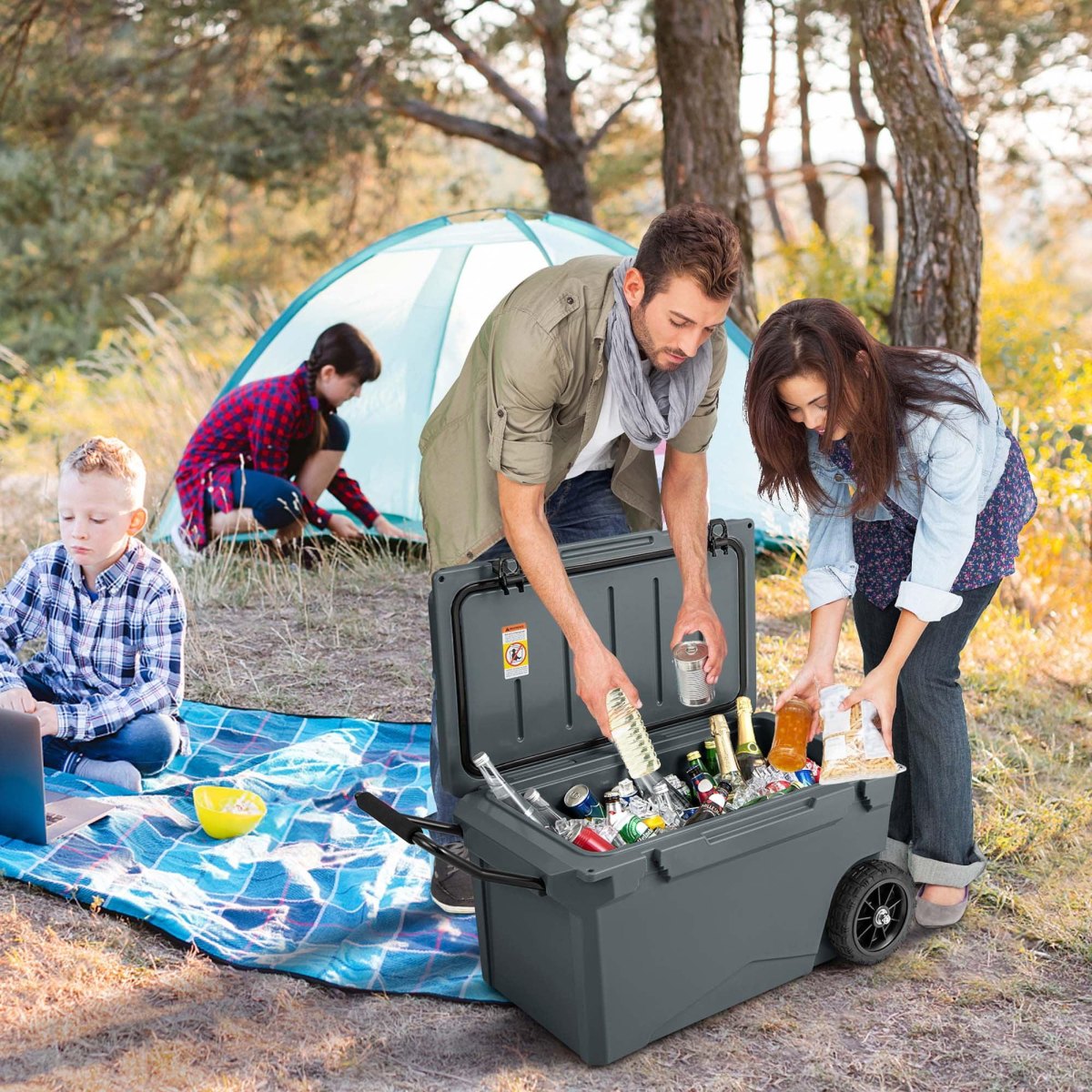 Camping drinks cooler outdoors