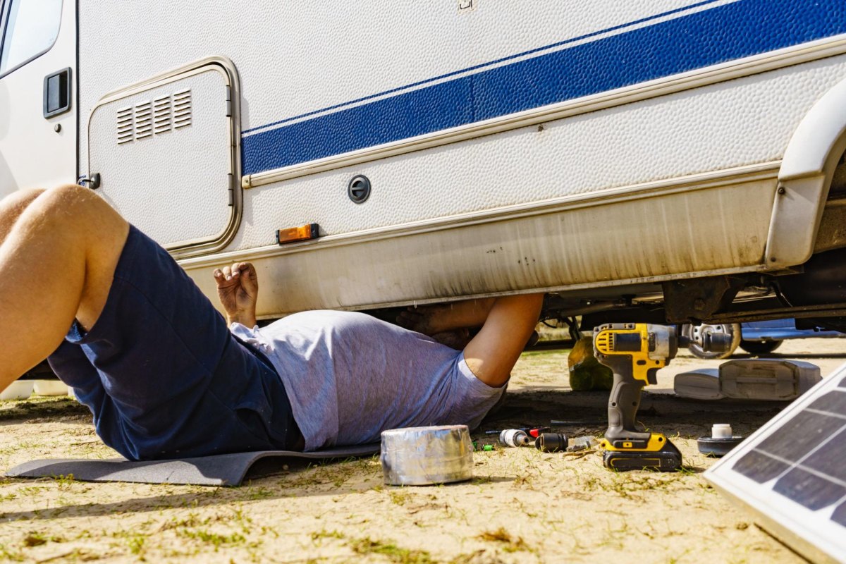 DIY RV maintenance tools outdoors
