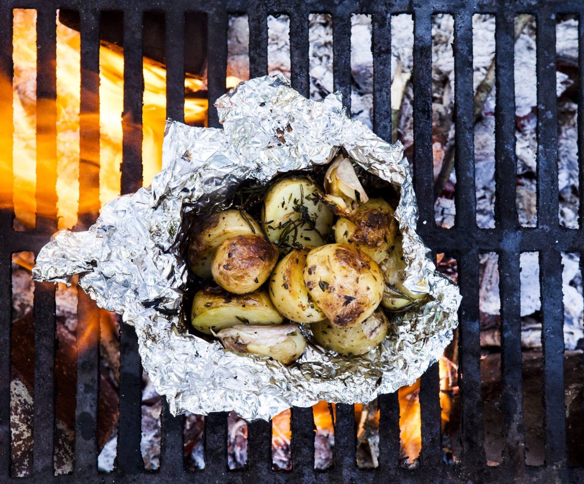 Garlic butter potatoes in foil packet