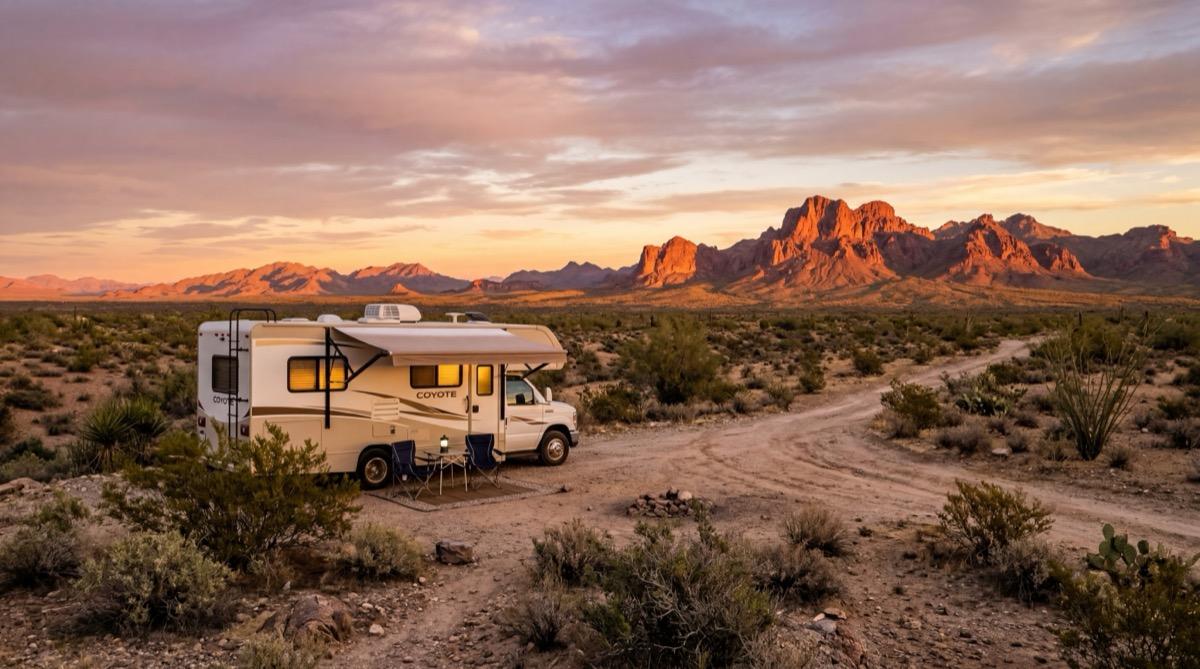 RV boondocking route through mountains