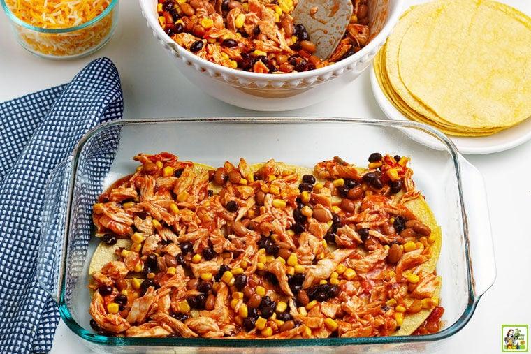 Chicken enchilada freezer casserole