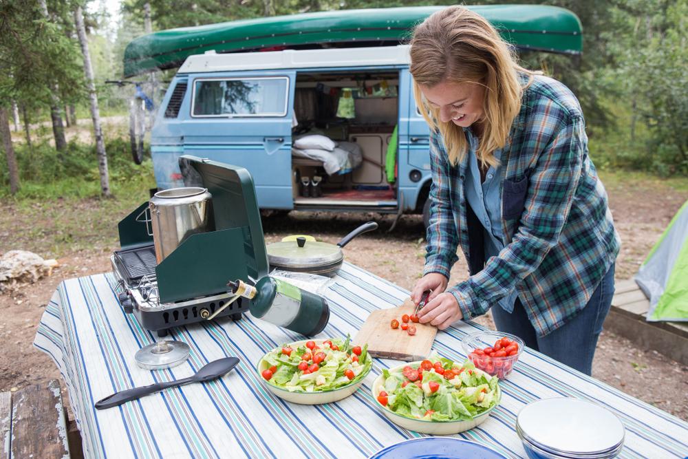 Fresh campground salad creation