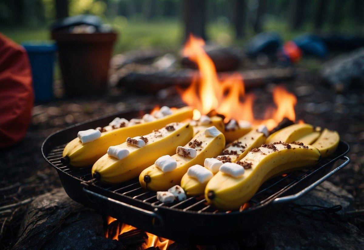 Grilled banana boats with chocolate filling