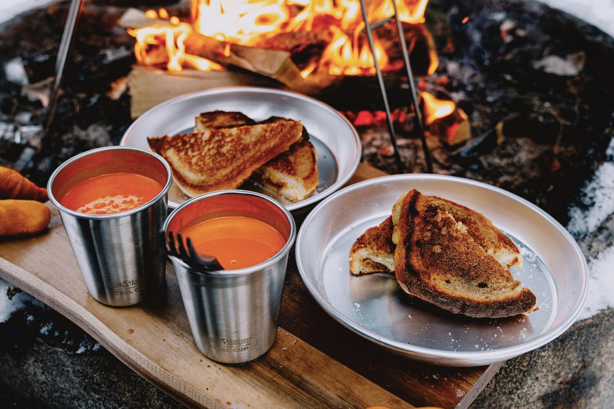 Grilled cheese tomato soup camping