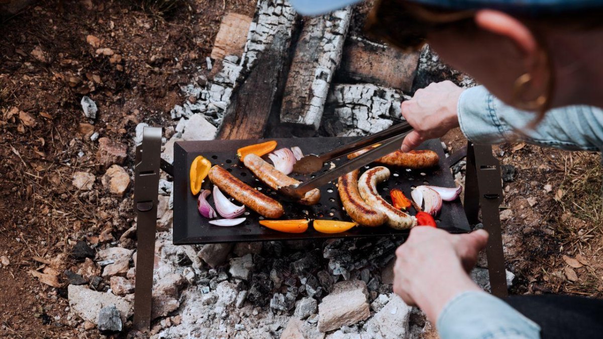 Grilled sausage peppers outdoor meal