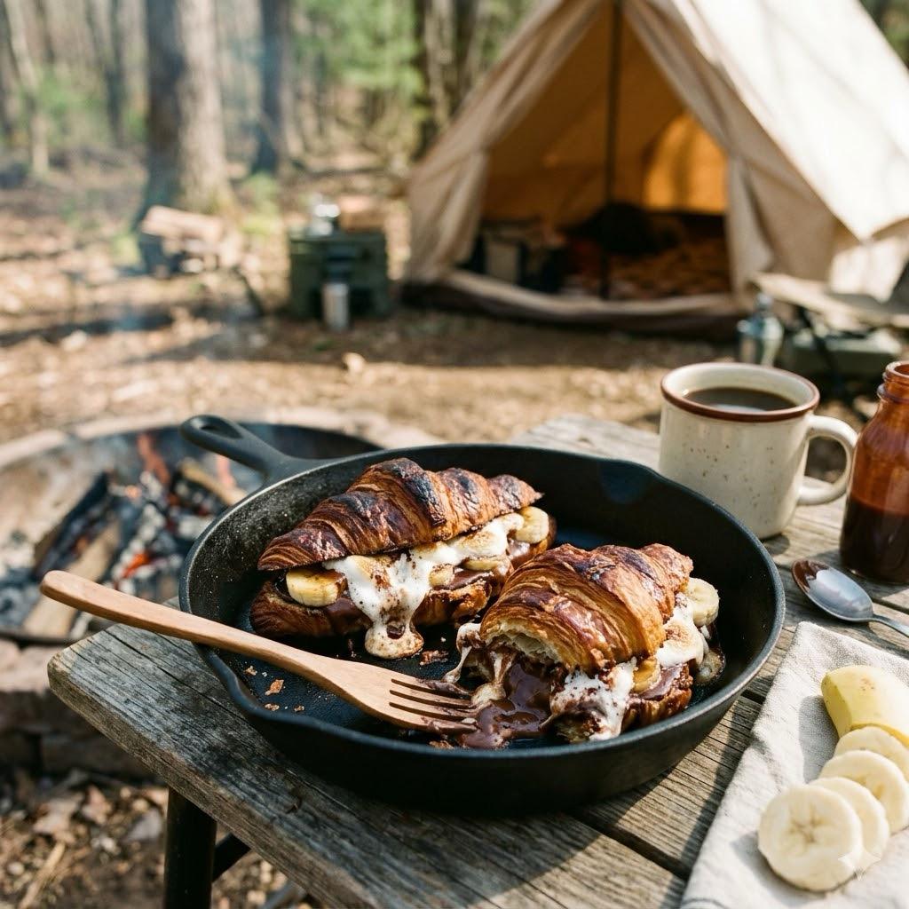 Ham cheese croissant camping breakfast