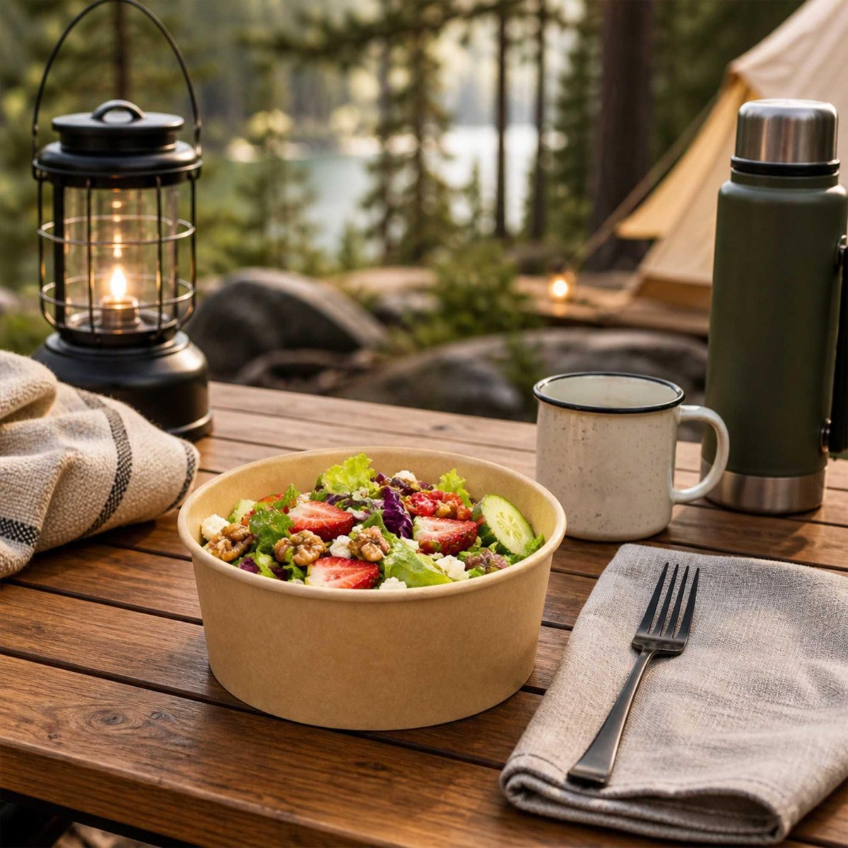 Healthy camping salad bowl