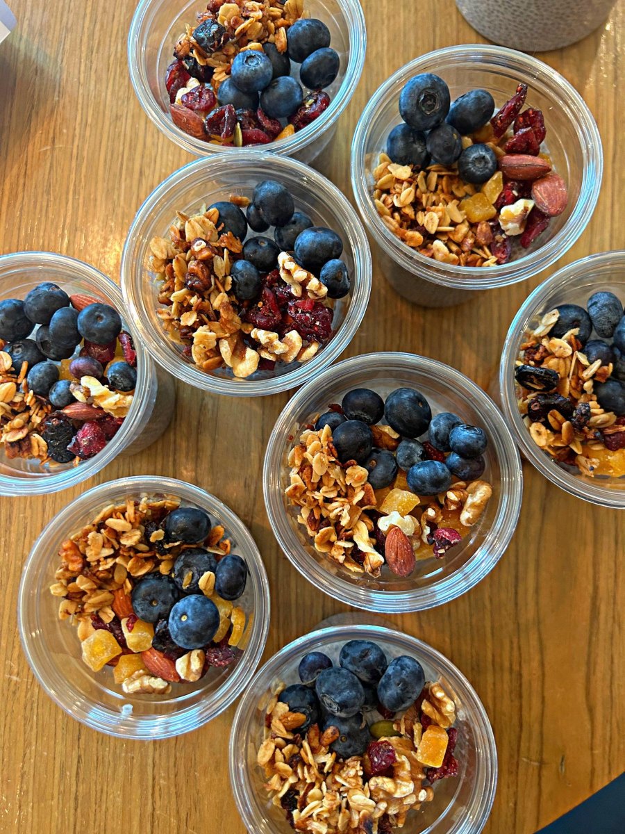 Granola trail mix cups outdoors