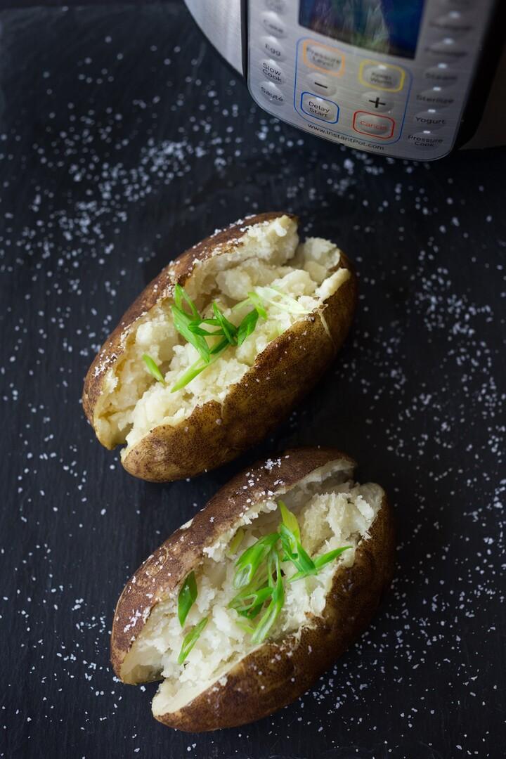 Loaded baked potatoes camping meal