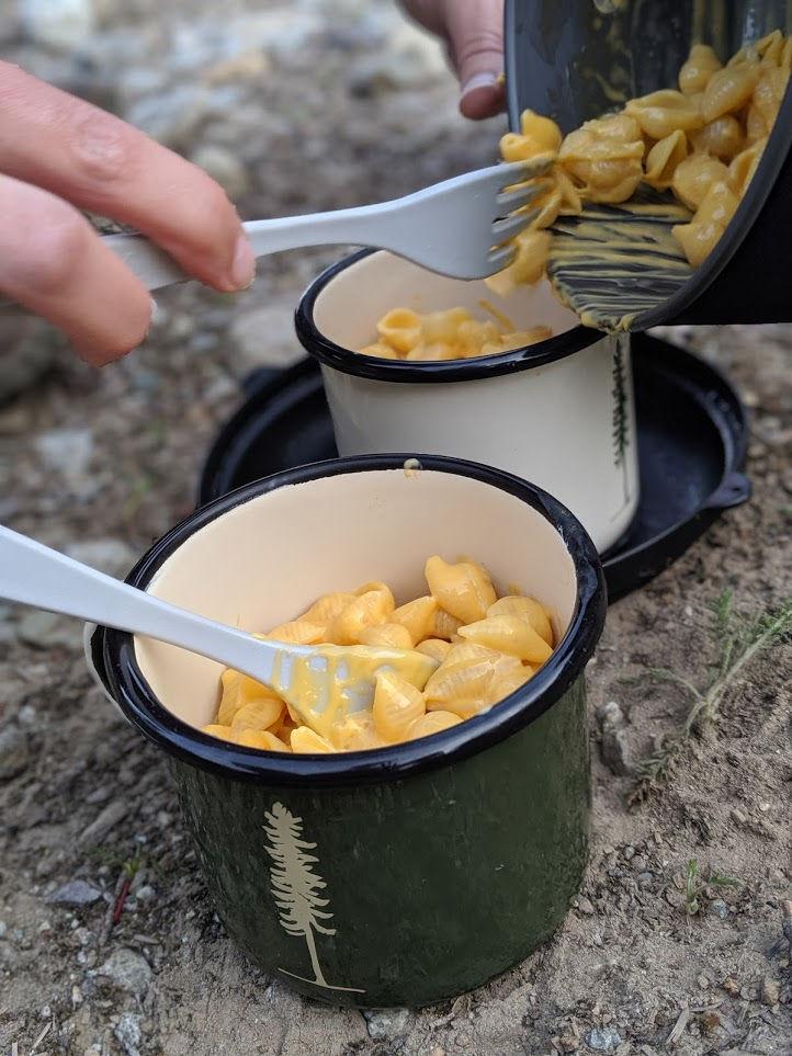 Mac and cheese family camping