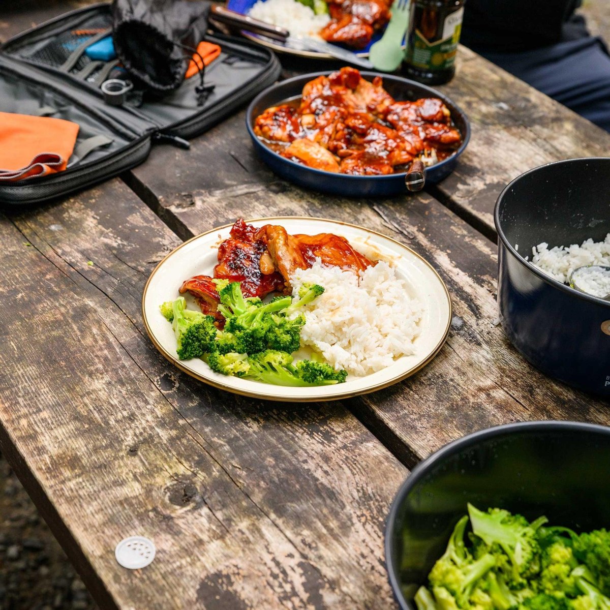 Teriyaki chicken camping meal