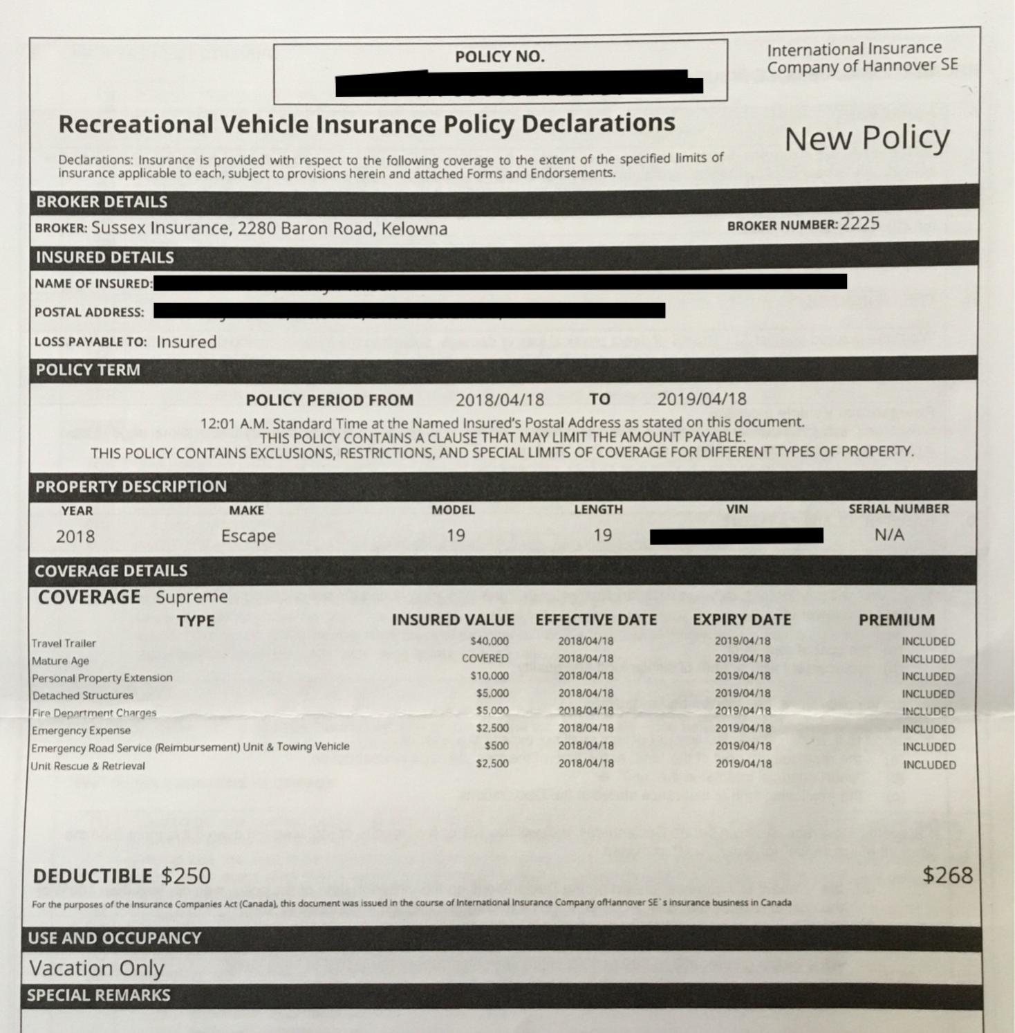 RV budget worksheet tracking insurance registration legal costs