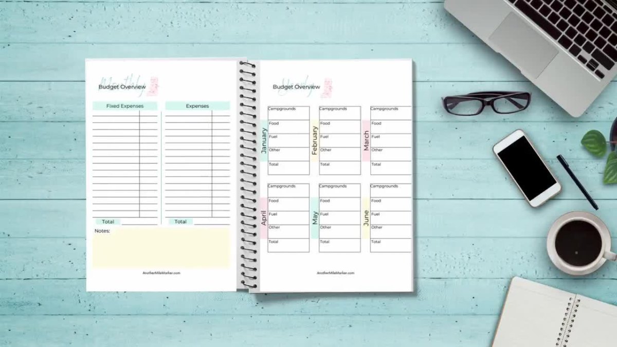 RV budget planning notebook