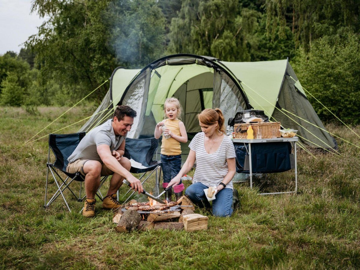 Kids cooking camping meals