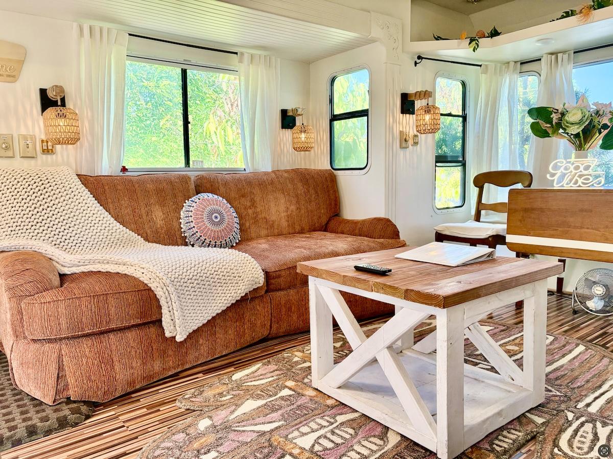 Cozy small camper living area